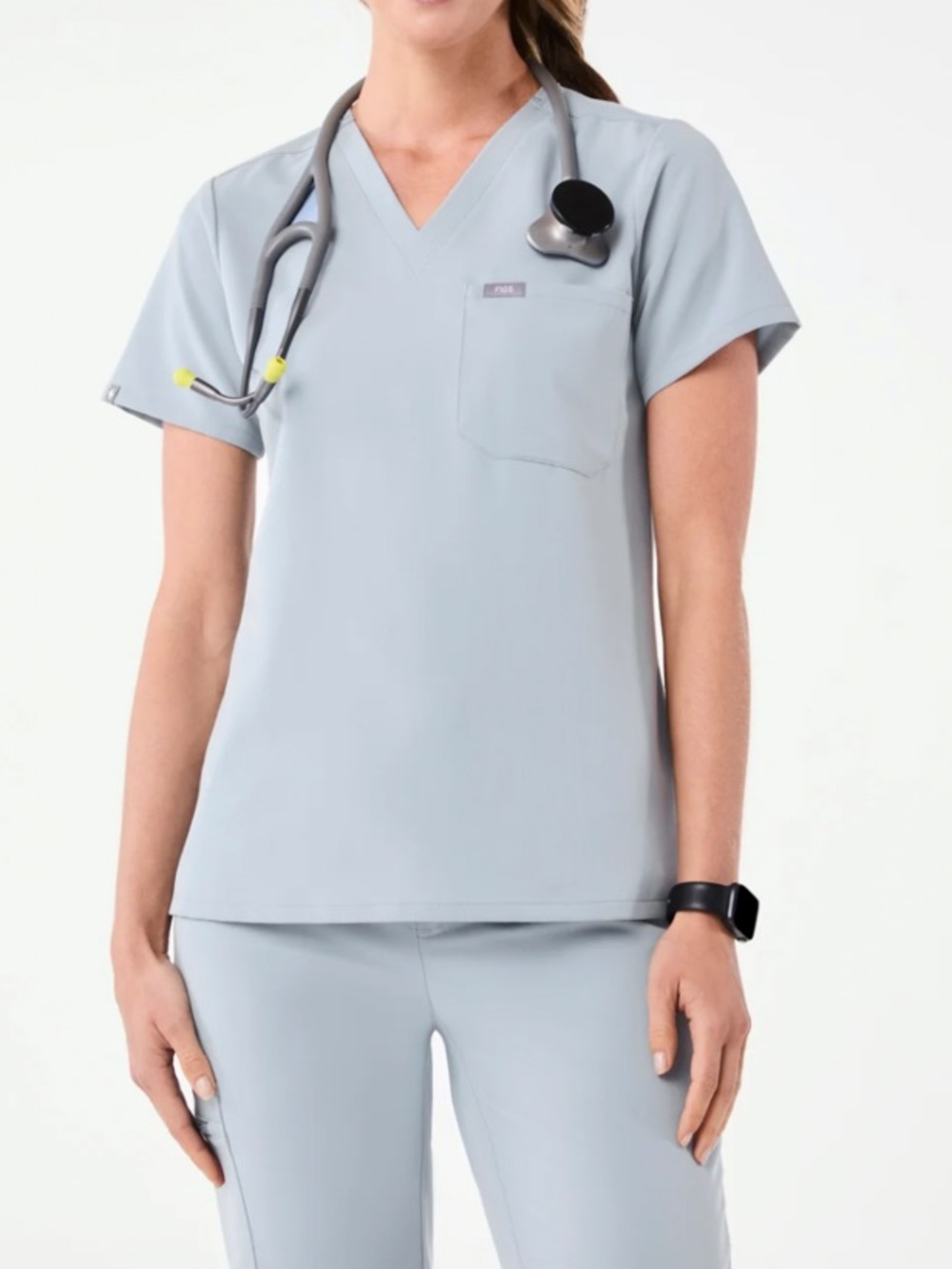 Figs Dusty Blue Women's Catarina Scrub Top